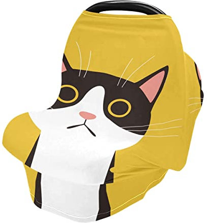 Mnsruu Katze Stillbezug Stillschal Autositzbezüge für Babys Säugling Dehnbar Weich Atmungsaktiv Mehrzweckbezug Cover Ups, Geschenk für Jungen Mädchen