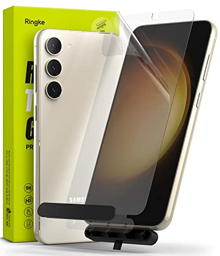 Ringke Full Cover Glass [2 Stück] Kompatibel mit Samsung Galaxy S23 5G 6.1 Zoll (2023) Panzerglas Displayschutzfolie, 9H Härte Bruchsichere Gehärtete Glasfolie mit Installationshilfe