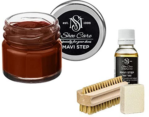 MAVI STEP Aurora Schuhpflegeset aus Wildleder und Nubuk - Luxus Schuhpflege Set - 157 Haselnussbraun, 158 Dunkelblau Grau, Einheitsgröße
