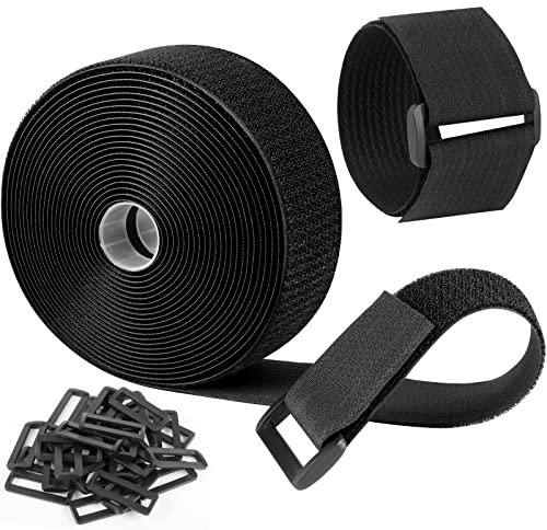 6m klettband kabelbinder mit 30 Schnalle, Frei Zuschneidbar Klettverschluss Band - 5cm Breit, wiederverwendbare kabelbinder klettband