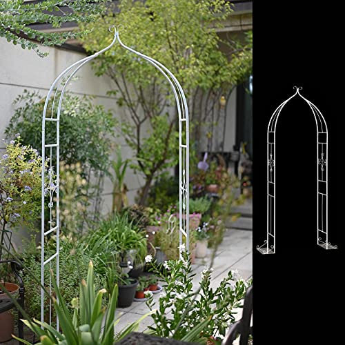 HSPLXYT Patio Yard Rasentorbogen, Gartenbogengitter, for Kletterpflanzen, Rosen, drinnen/draußen, mit Sockel, einfache Montage, weiß
