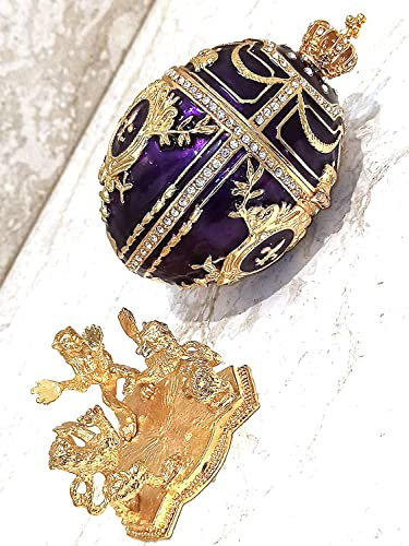 pierre lorren jewellery Amethyst Fabergé-Ei Schmuckkästchen lila russisches Ei Schmuckkästchen Fabergé-Ei Gold 24 Karat Gold handgefertigt 200 österreichische Kristalle ein Jahr Hochzeit Jahrestag