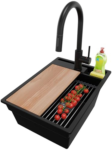 PRIMAGRAN Fregadero Granito al Mueble 40cm + Grifo, 38x53cm