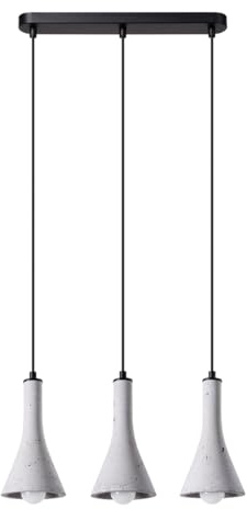 SOLLUX lighting REA 3L Beton Pendelleuchte - Leuchte mit 3 E14 Lichtquellen - Glühbirnen nicht enthalten - Moderne Hängeleuchte für das Wohnzimmer - Scandi-Lampen - 46x12x110cm