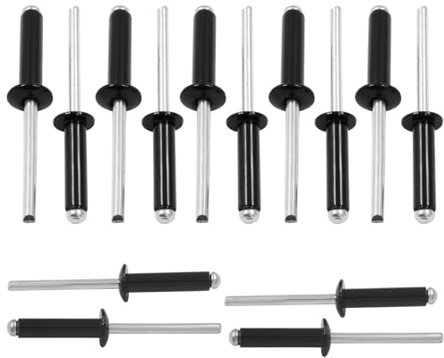 BokWin 100 remaches ciegos de aluminio de 3/16 pulgadas x 3/4 pulgadas, remaches negros Pop de 4.8 x 20 mm, surtido de remaches para kayak, barco marino