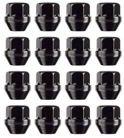 RYBO Satz von 16 Leichtmetallradmuttern mit offenem Ende, kompatibel mit Ford, M12 x 1,5 (schwarz)