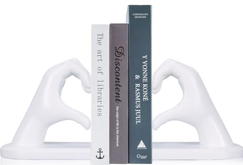 Pevfeciy Buchstützen für Bücherregal,Harz Skulptur buchstütze 2er Set,Geste Dekorative Bücherenden,Dekorative Buchstutzen für Bücherregal Ordentliche Buchstützen für Büro,Bibliothek oder Arbeitszimmer