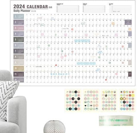 Lambo 365-Tage-Kalender 2024 Wand,2024 Wandkalender Poster - 12-monatiger jährlicher Wandplaner 2024 - Posterkalender für Wandarbeiten, Arbeitszimmer, Zuhause, Wandplaner, Jahresplaner 2024, Januar