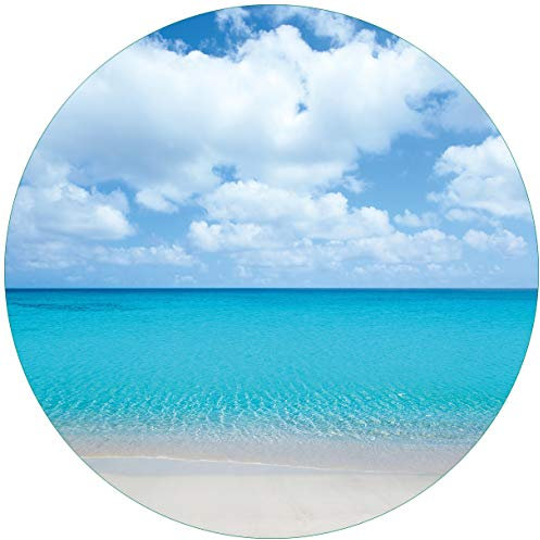 Wallario Glasbild rund Sandstrand und blaues Meer - Rund, 50 cm Durchmesser Wandbild Glas in Premium-Qualität: Brillante Farben, freischwebende Optik