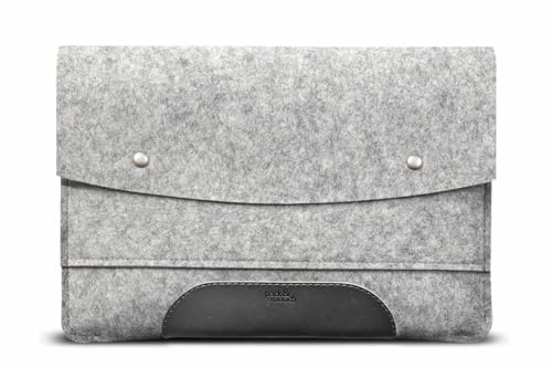Pack & Smooch Hülle Filz kompatibel mit iPad Pro/Air 11 | 100% Merino Wollfilz | Magic Keyboard | Farbe Grau/Schwarz | Hampshire