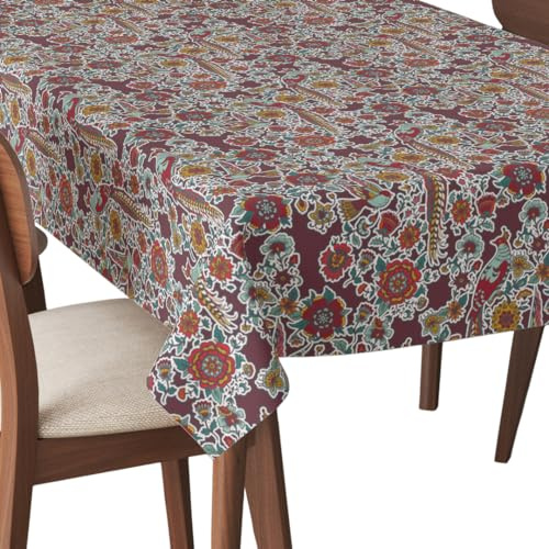 HEKO PANELS Tischdecke 140 x 110 cm Abwaschbar Tischtuch Gartentischdecke Fleckschutz Wasserabweisend Tafeldecke Blumen Retro