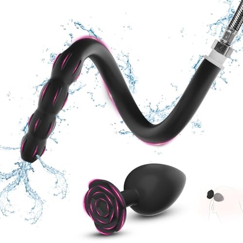 BDSMAGE 51cm Analdusche für Analverkehr,Klistiere zur Darmreinigung Einlauf mit 4 Analkugeln,Intimdusche Irrigator Darmspülung erotisches Sexspielzeug für Frauen Männer (Schwarz)