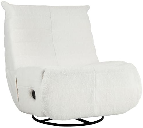 HOMCOM Relaxsessel Drehbar Fernsehsessel mit Liegefunktion, Schaukelfunktion, TV-Sessel mit Fußstütze, Taschenfederkern und Seitentasche für Wohnzimmer, Creme