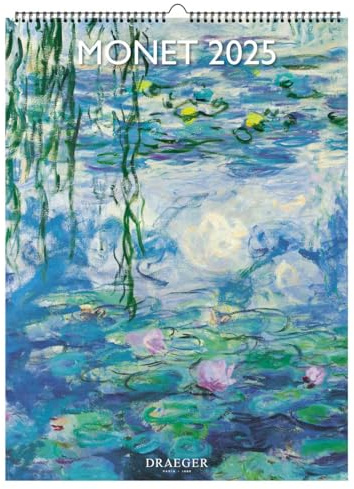 DRAEGER PARIS 1886 - Calendrier Mural Grand Format 29x39 cm 2025 - Thème Monet - 12 Photos Détachables - Multilingue - Papier FSC & Encres Végétales - Planificateur Écologique pour Maison & Bureau
