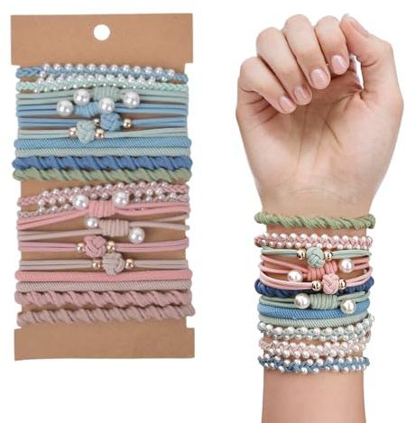 20 Stück Boho Elastische Haargummis für Frauen, Elastische Pferdeschwanz-Halter, Stretch Haar Accessoires, Haargummi Armband für Dünnes, Dickes, Mittleres, Langes Haar