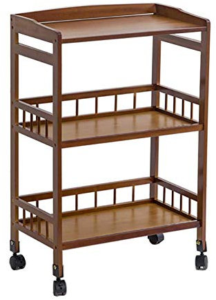 Wagen Bewegliche Sackkarren aus Bambus zur Aufbewahrung, Bewegliche Küchenwagen, 3-stufiger Wagen für Schönheitssalons, Rollwagen für Spas, Hotelwagen mit Universalbremsrad/Holz/Groß