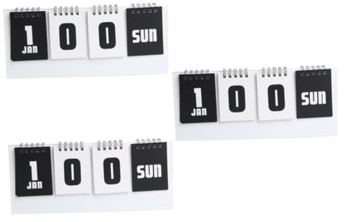 CAXUSD 3 Stücke Weiß Moderne Rotierenden Schreibtisch Kalender Reversible Design Countdown Anzeigetafel Desktop Kalender