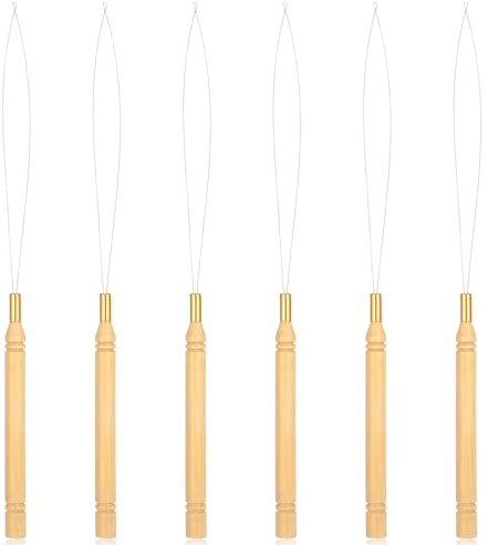 AOZUO Dreadlocks Extension,Bartperle,Bartperlen Zum Klipsen Einfädelhilfe Nadel Schlaufe Microring Extensions Zubehör Perleneinfädler Nadeleinfädler Mit Holzgriff Haarverlängerungsschlaufe für Haare