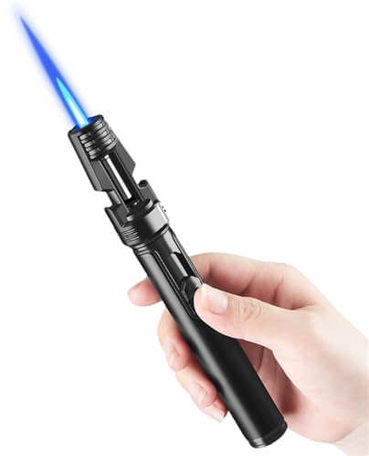 Briquet torche, briquet coupe-vent à flamme jet, double face avec décapsuleur, briquet à flamme réglable, briquet à gaz butane rechargeable for bougie, feu de camp, barbecue, pâtisserie, camping, cade
