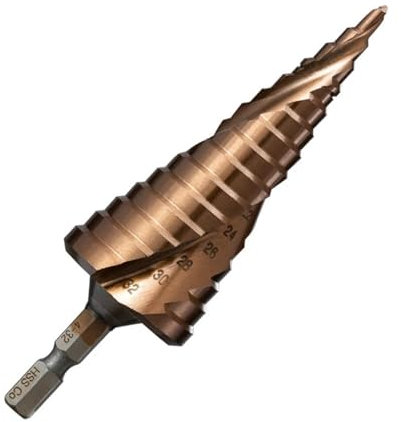 Brocas escalonadas,brocas de cono, M35 5% Broca escalonada de cobalto HSS Co Cono Hex Shank Taladro de metal(20mm)