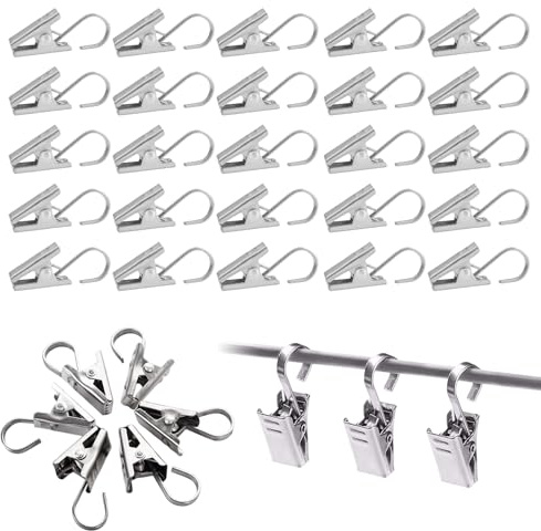 100 pinzas para cortinas, ganchos de cortina, clips de metal, clips para cortinas, cortinas de puerta, cortinas de ducha