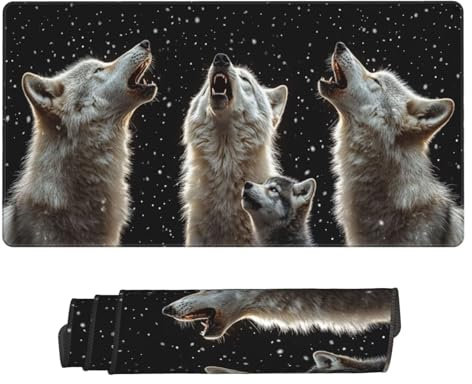 Gaming Tapis de Souris, Grand Tapis de Souris XXL 1200 x 600 x 3 mm,Le Loup Tapis Souris pour Clavier et Bureau, avec Bords Surpiqués et Dos Antidérapant, for Gamer Gaming Accessoire D-655