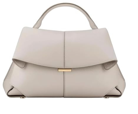 BQWXIEC Lederhandtasche, Umhängetasche für Damen, Hobo-Tasche, echtes Leder, Schultertasche, luxuriöse Designer-Umhängetasche (Chalk White,one Size)