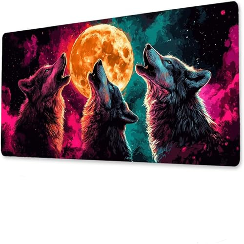 Gaming-musmatta 1400 x 700 x 3 mm, XXL, skrivbordsmatta, gaming tiger, musmatta halkfri, vattentät musmatta, djur för hemmabruk. W-7
