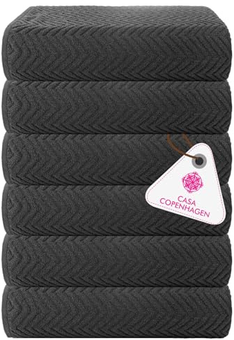 CASA COPENHAGEN Wave Textured, Set di da bagno piccolo asciugamani 6 pezzi - Grigio pino, 550 GSM Rough & Tough Use, Set regalo per il Bagno asciugamani in cotone per il bagno