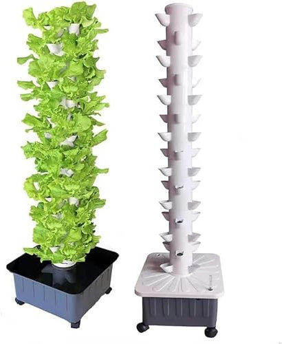 Torre idroponica, sistema di coltivazione acquaponica a 45 fori, kit di coltivazione aeroponica da giardino a 15 piani per erbe aromatiche, frutta e verdura con pompa idratante, adattatore, vasi a r