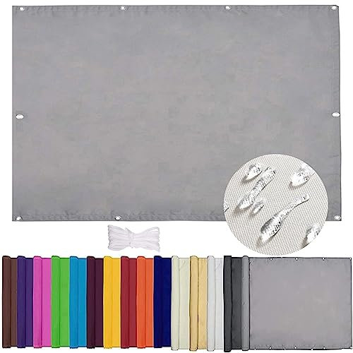 Baldacchino rettangolare impermeabile 6 x 6 m vela ombreggiante anti UV antivento per feste in giardino all'aperto grigio chiaro