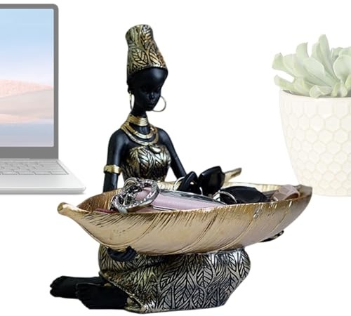 Assiette de fruits, assiette de service aux fruits - African Femme Resin Snack Serving Assiette - Ornement de bureau élégant décoratif, stockage de table multifonctionnel pour collations de dessert de