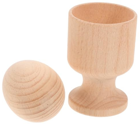 Vaguelly Jouet Montessori Bois pour Garçon Fille Exercice Ajustement Objets Jouet De Coordination Œil-Main avec Œuf Et Tasse