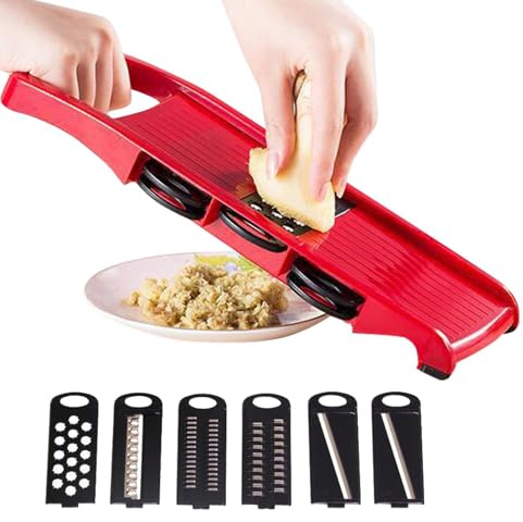 Mandolinenhobel, Kartoffelschneider Mit 6 Klingen Für Küche, Handschutz, Kartoffelreibe Mit Vorratsbehälter, Manueller Allesschneider