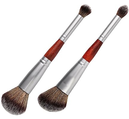 PACKOVE Brocha Ojos Doble Punta para Rubor y Base Fibras Artificiales y Mango de Madera, Ligera y Delicada, Adecuado para Uso en Casa y Salón Profesional