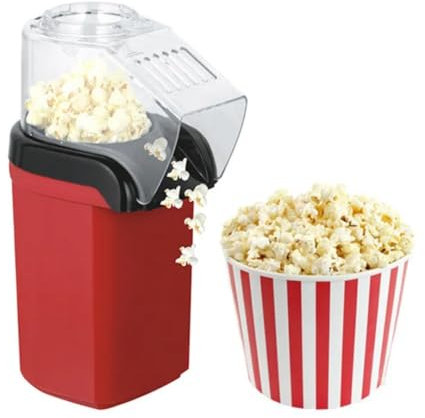 Popcorn 1200 W per fare popcorn in 2 minuti - Palcorn elettrico con tazza dosatrice - Fai dei deliziosi popcorn con il palcorn aria calda (rosso)