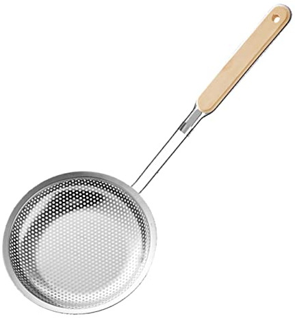 HOMOBABE Ergonomic Handle Colander Spoon Pasta Strainer French Fries Helper Dishwasher Safe Random Style