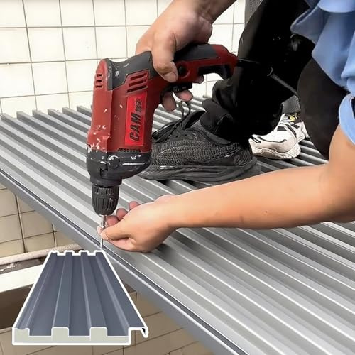 Elitix Insulated Corrugated Aluminum Roofing Panel 3 5 6 8 Ft, Greenhouse Cladding Panel Sheets with Fill, All Weather Awning Roof Cover for Balcony(1 pc,L 1.6m/62.9in/5.2ft)