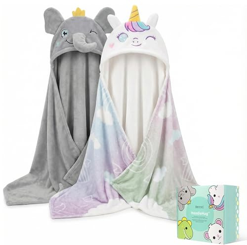 HECCEI Kapuzenhandtuch Baby,140x70 cm Weiches kinderhandtuch mit Kapuze zum Einwickeln, Saugstark & Schnell Trocknend Badetuch für Babys und Kinder