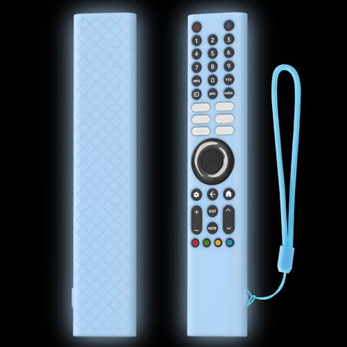 Funda de Silicona Blanda para Xiaomi XMRM-P3,Mando a Distancia de TV Cubierta Protectora Funda Manga con Textura Antideslizante y Resistente a los Golpes con cordón (Azul Brillante)