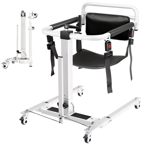 VitaCu Foldable 4-in-1 Lift Transfer Chair – Heavy Duty Bariatric Shower Commode Wheelchair with Toilet Safety Frame & Adjustable Arms for Elderly Home Care