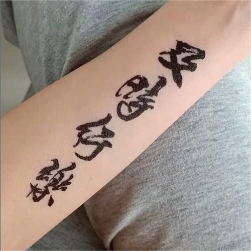 2 pegatinas de tatuajes temporales chinos Carpe Diem para hombres y mujeres, semipermanentes, antirreflectantes, resistentes al agua, con una duración de 2 semanas. Tatuajes falsos.