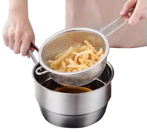 Fine Mesh Strainer - Handle Stainless Steel Colander Strainer Kitchen Gadgets Perfect for Fruit, Vegetable, Pasta, Noodle, Salad, Cooking, Washing or Home Use, 25.5/10.04in