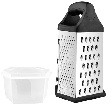 Zencantorous Grattugia Formaggio, Grattugia per Formaggio, Grattugia Verdure, Gratta Formaggio Manuale con Base Antiscivolo, 6 Superfici di Taglio Diverse, per Patate, Carote e Zenzero, Argento