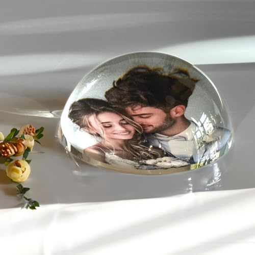 contento - Personalisierter Briefbeschwerer - Foto-Glaskugel - Glas-Briefbeschwerer mit Bild – edles Fotogeschenk in Geschenkbox – für Hochzeit, Jahrestag, Familie & Haustier - Glasdom