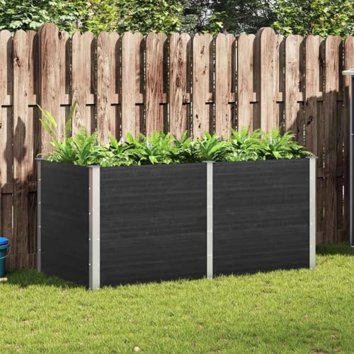 Garten-Hochbeet 200x100x91 cm WPC Grau Hochbeet Pflanzkübel Gartenbeet Blumenbeet Pflanzkasten Kräuterbeet Blumenkasten Pflanzkasten Gemüsebeet Pflanzbeet