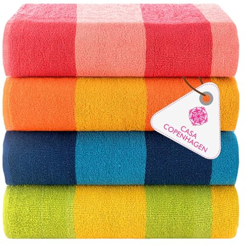 Casa Copenhagen Malibu Handtücher 4-Stück Geschenkset aus – Multicolour Strandtüchern, 75x150 cm extragroße Pooltüchern 100% Baumwolle (perfekte Sommer Geschenkset für Damen & Herren)
