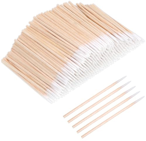YBEATY 1000 Pcs Pointed Tips Cotton Swab Precision Microblading Cotton Swabs Wooden Handle Buds Sticks Tipped Applicator Supplies for Nail Polish Cleaning Correcting Makeup Eyebrow Tattoo Beauty(500)