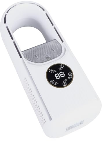 MasYosh Ventilador sin Aspas, Potente Motor con 6 Velocidades Ajustables y Depósito de Agua de 100 ml. Ventilador de Escritorio USB Silencioso para el Hogar, la Oficina y el dormi (Blanca)