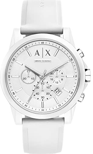 Armani Exchange Montre pour Hommes, Mouvement chronographe à Quartz et boîtier de 44mm avec Bracelet en Silicone